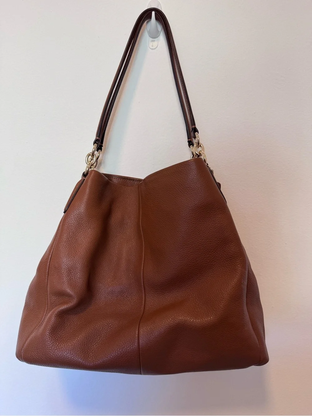 Coach Pebbled Leather Phoebe Shoulder Bag in Brown